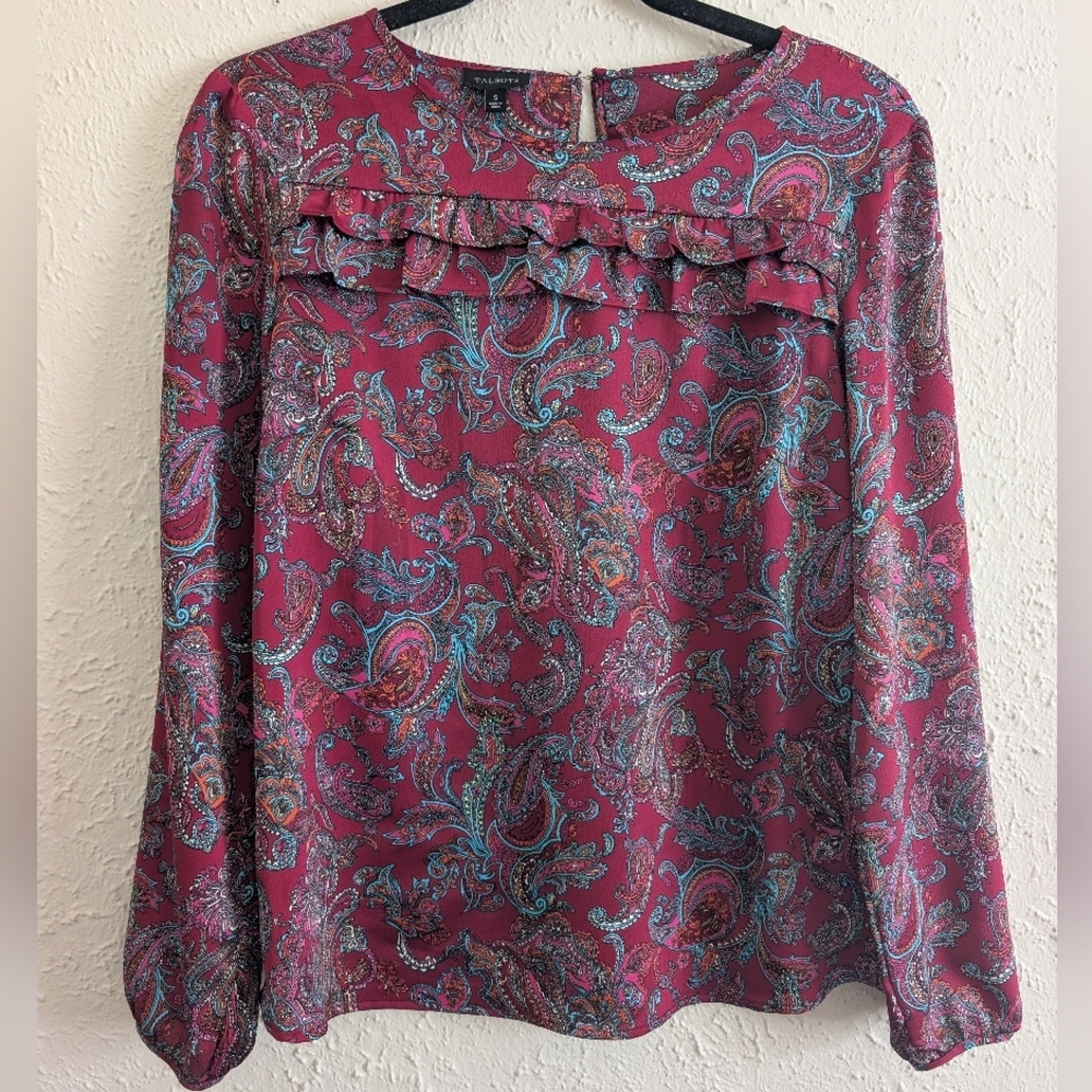 Talbots Paisley Ruffle Blouse - Picture 1 of 6